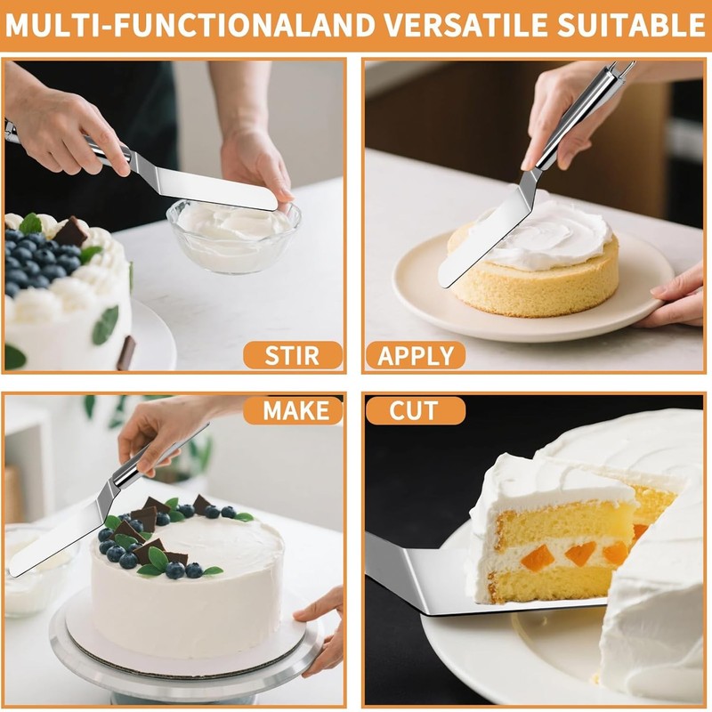 2 Pcs Offset Spatula Set with 6" & 8" Blade, Stainless Steel Icing Spatula Cake gallery