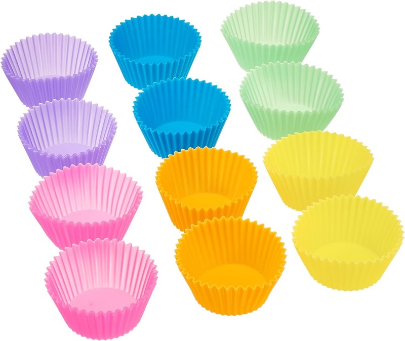 Reusable Silicone Baking Cups BPA Free Muffin Liners Dishwasher Safe Pack of 12
