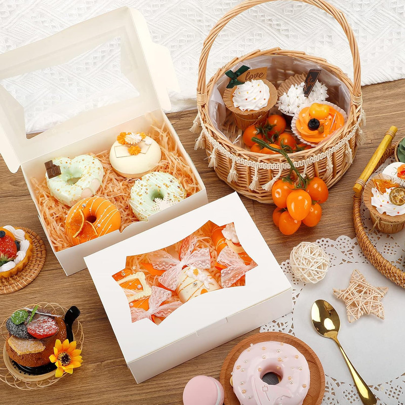 TOMNK 50pcs Cookie Boxes with Window, 8x6x2.5 Inches 2 Style Window Bakery Boxes gallery