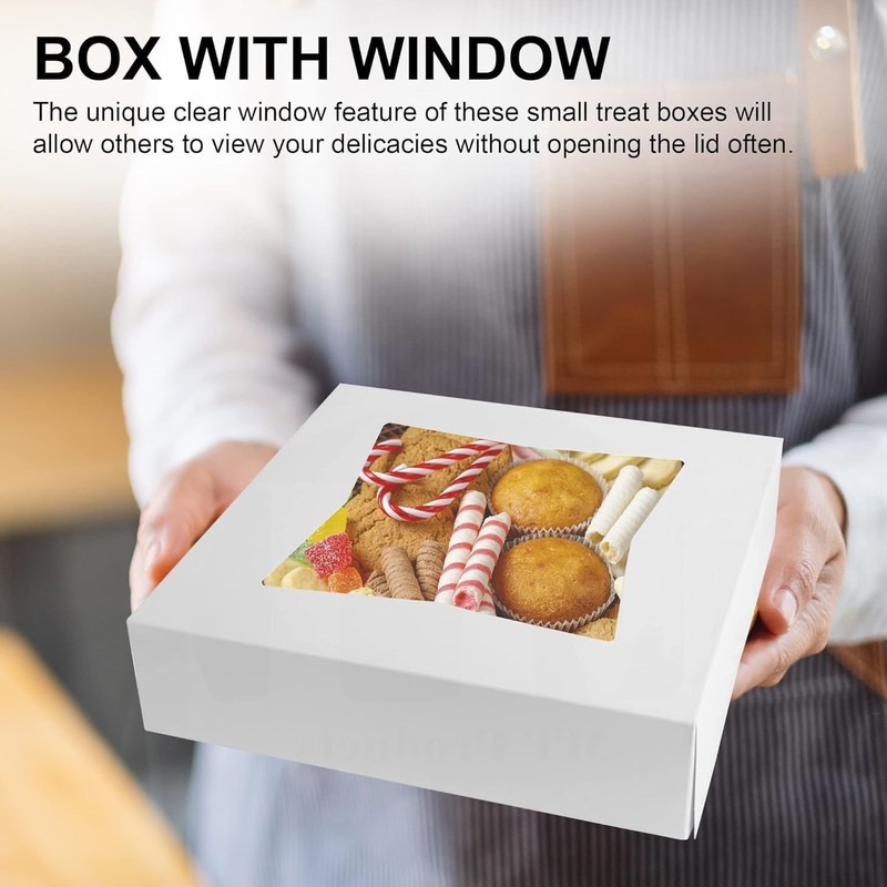 MT Products White Treat Boxes - 10" x 10" x 2.5" Bakery Boxes - Pack of 200 gallery