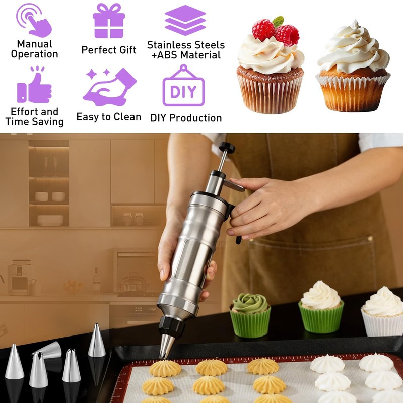 Dessert Decorating Syringe Set, 34Pcs Frosting Piping Kit, Stainless Steels C... gallery