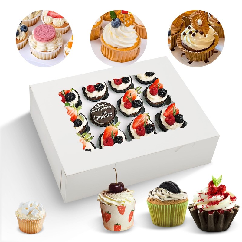 24 Sets 12 Count Cupcake Containers Boxes With Window 12.8x10x3.5 Inch Bake gallery