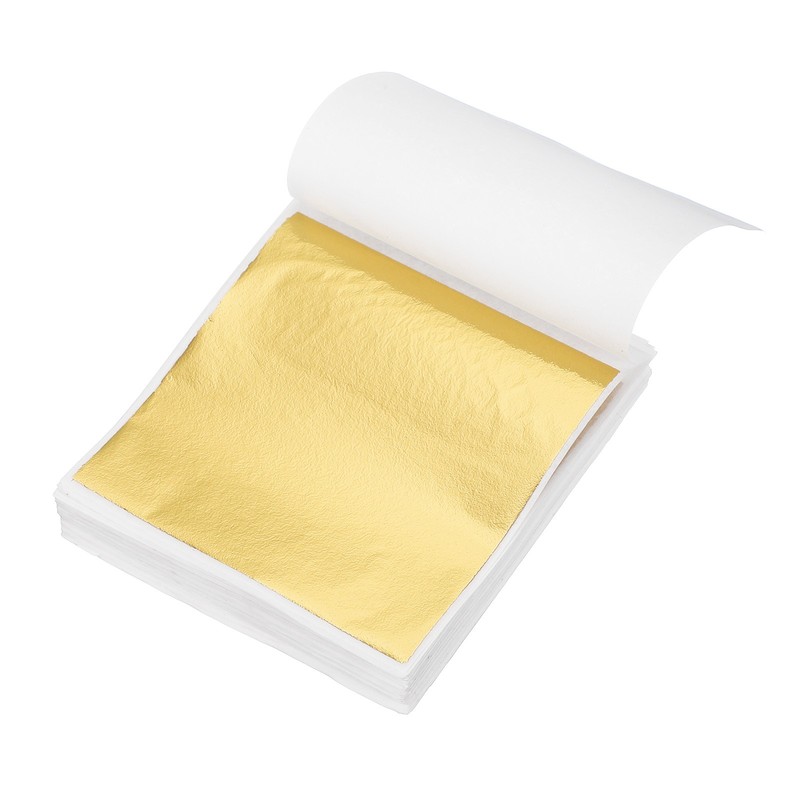 120pcs Leaf Sheets, 3.5″ x 3.5″ Metallic Foil Leaf Paper Gold Yellow
