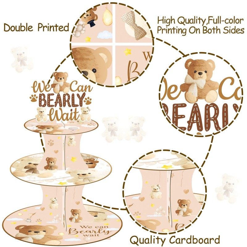 We Can Bearly Wait Cupcake Stand Bear Baby Shower Decorations 3 Tier Bear The... gallery