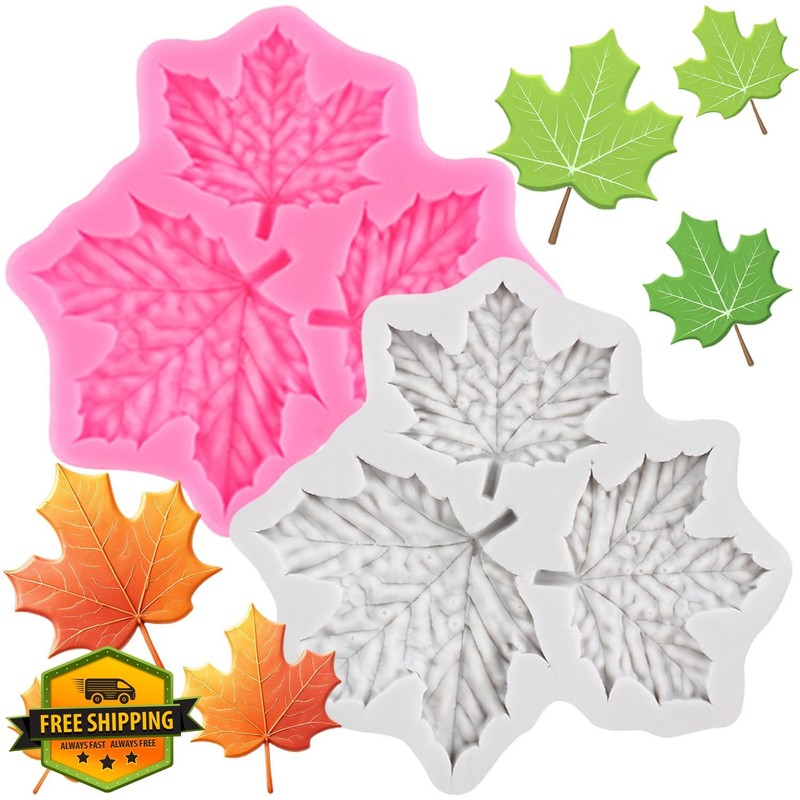 RFGHAC Maple Leaf Fondant Mold Set 2