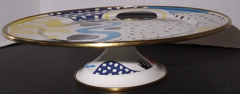 Flashback Footed Cake Serving Plate Enamelware Retro Funky Made In Turkey gallery