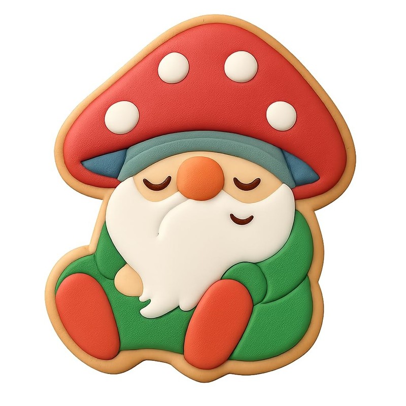 Sleeping Mushroom Gnome Cookie Cutter & Stamp - 4x3.5 Fun Kitchen Baking gallery