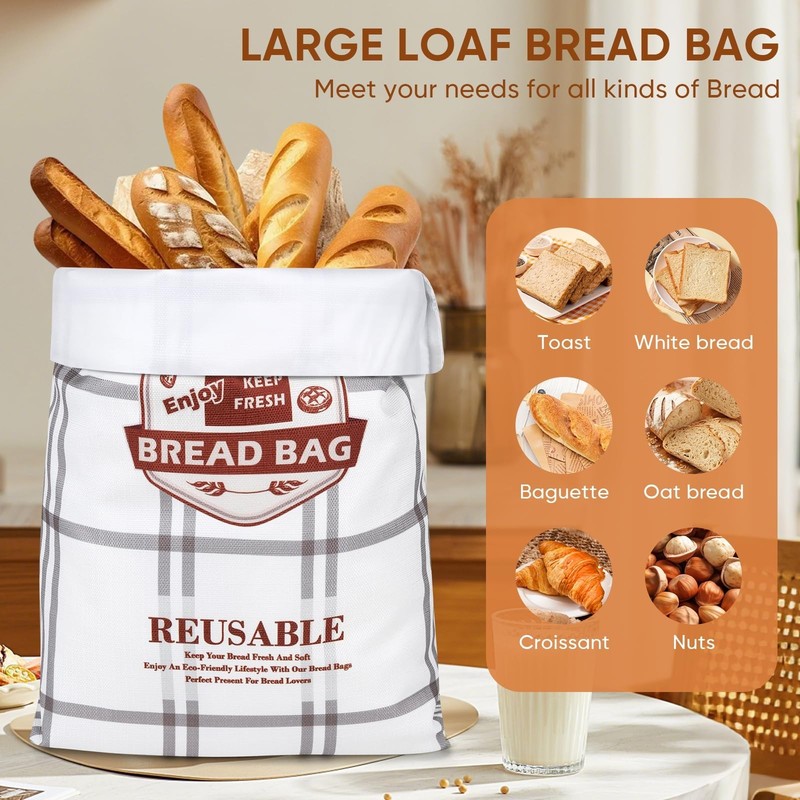 Bread Bag for Homemade Sourdough Bread and Proofing Cover, Reusable Linen Sou... gallery