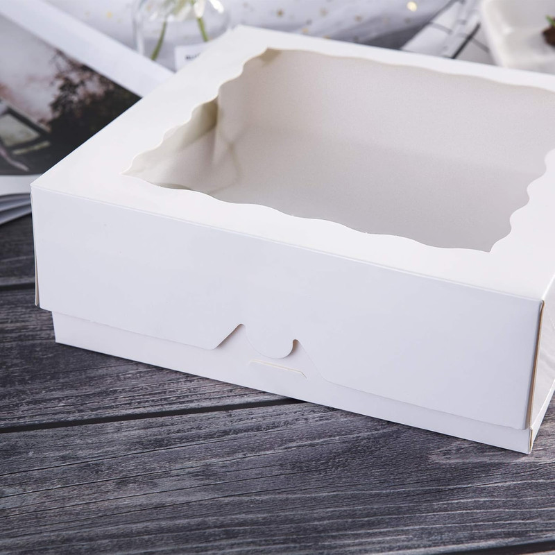 ONE MORE 9Inch White Cookie Bakery Boxes,Large Pie Boxes with PVC Window Natural gallery