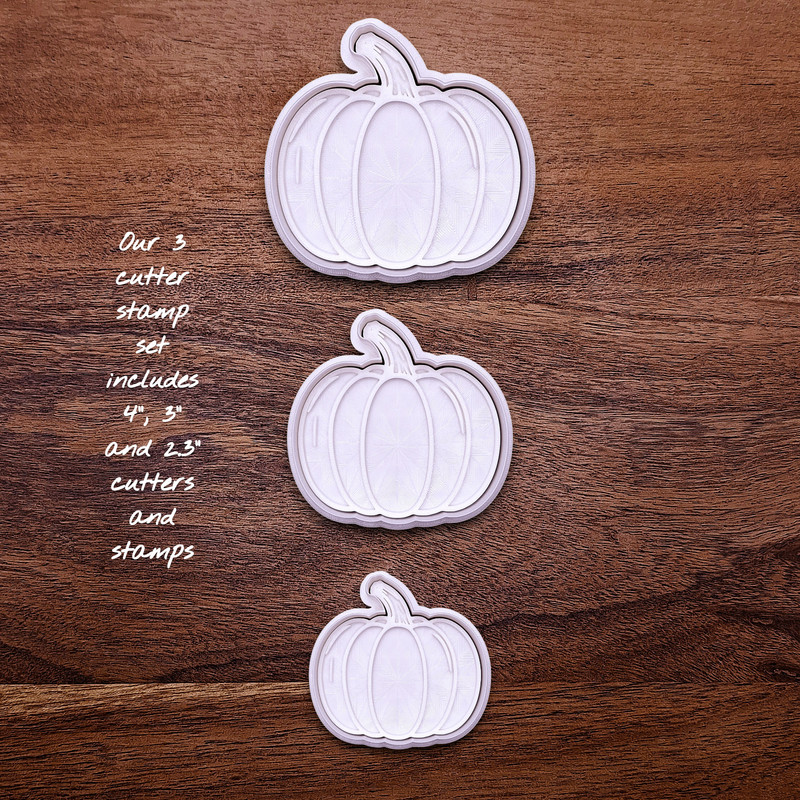 Thanksgiving Pumpkin Cookie Cutter Stamp Set - Fall Autumn Halloween Baking Mold
