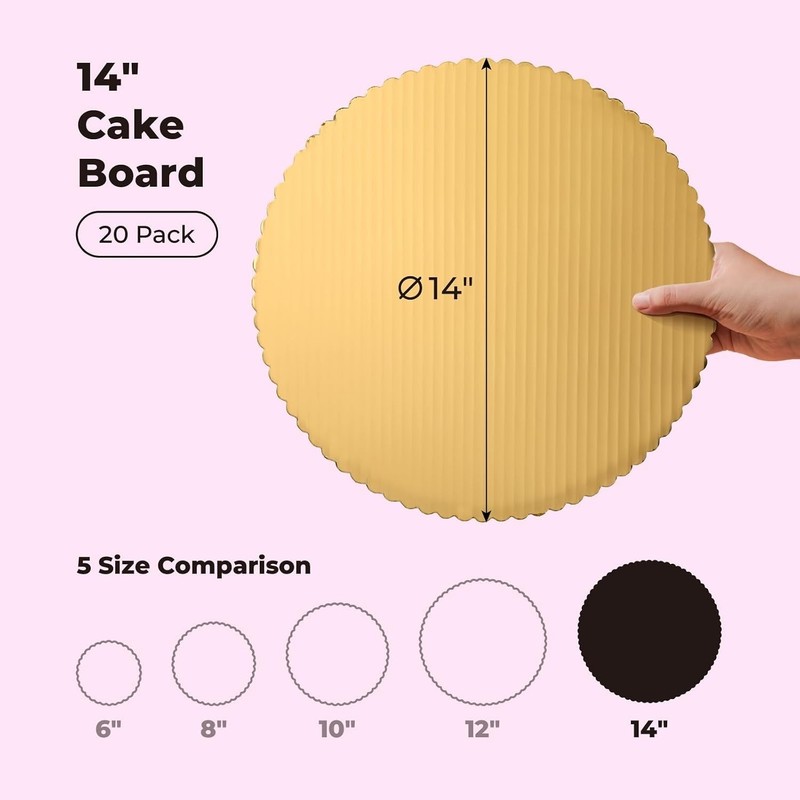 20 Pack 14" Gold Cake Circles - Greaseproof Cardboard Rounds gallery