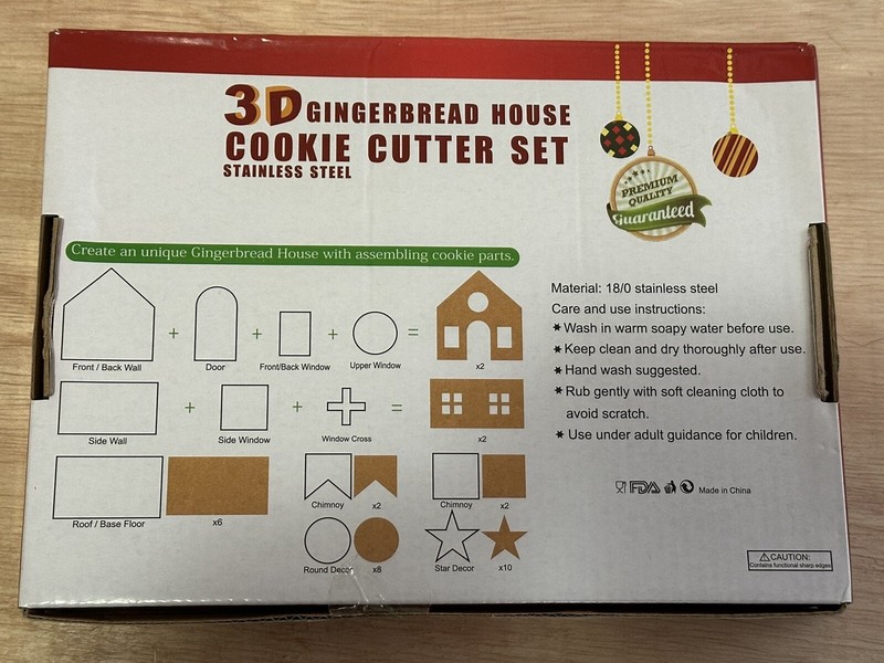 Gingerbread House Cookie Cutter Set, 10 Pieces, 3D, Stainless Steel, New gallery
