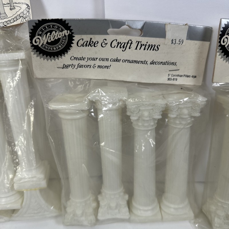 Lot Vintage Wilton Wedding Cake Pillars Columns Arched Crystal Grecian NOS gallery