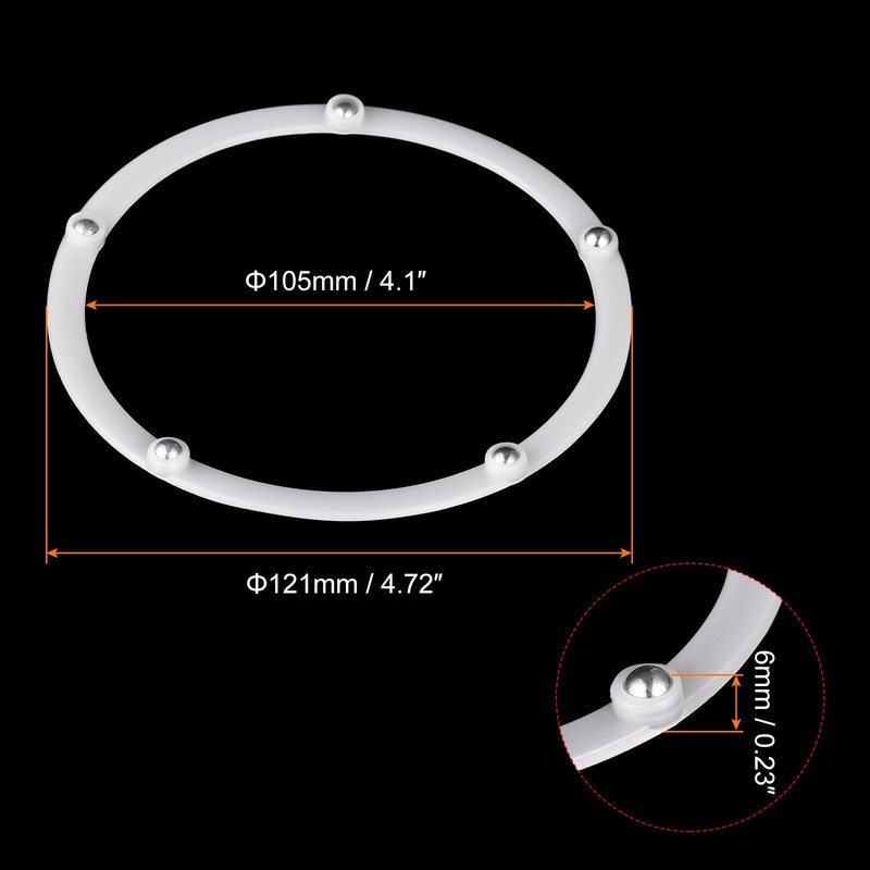 4.8inch Rotating Swivel Stand w Steel Ball Lazy Susan Base Turntable White 6Pcs gallery