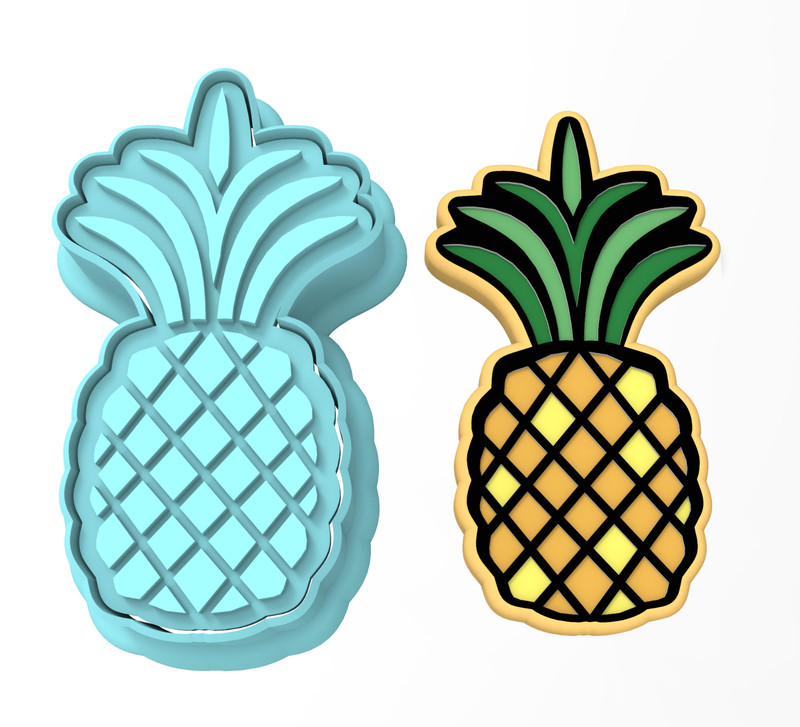 Pineapple Cookie Cutter & Stamp | Fruit Summer Tropical Tropic Ocean Beach #2