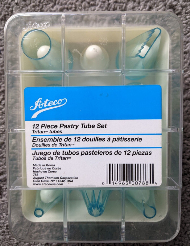ATECO 10 PC PASTRY PLASTIC TUBE SET BAKERY BAKING TOOLS KITCHEN CAKE DECORATION