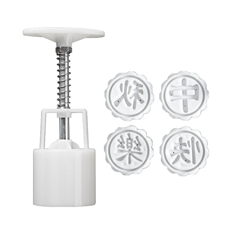 50g Mooncake Mold 1/4 Round Stamps Cookie Cutter Hand Press Green Bean Cake DIY