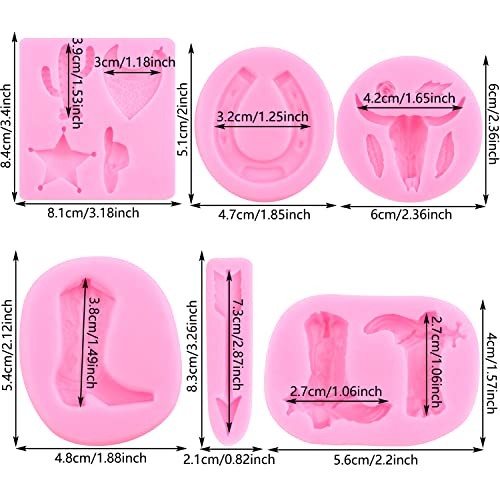 Bull Head Silicone Molds Feather Arrow Cowboy Boots Horseshoe Hoof Style A gallery