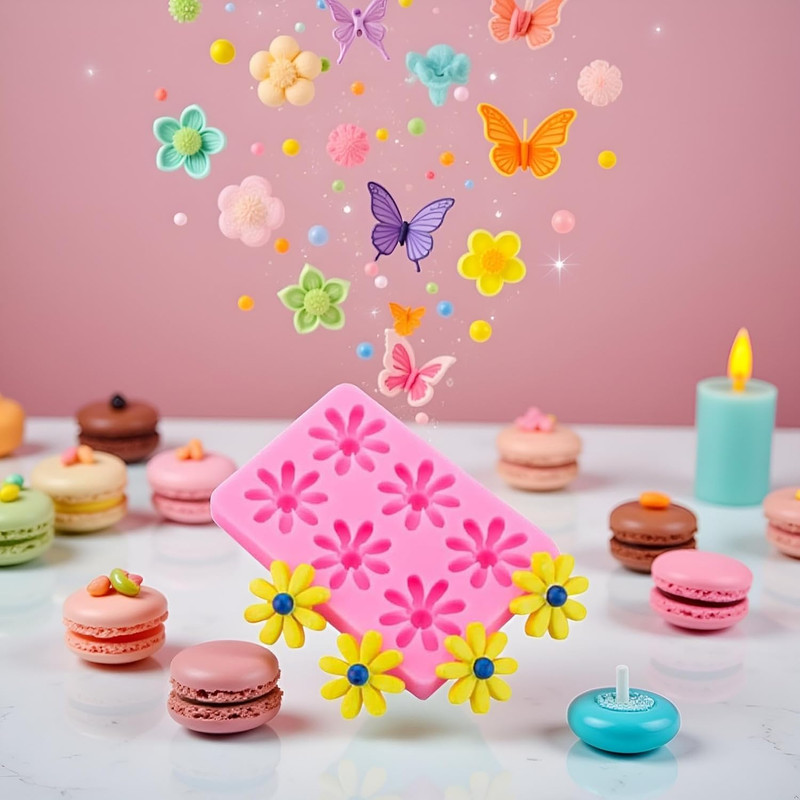 Daisy and Chrysanthemum Silicone Molds - Multi-Purpose Flower Shapes for Cake De gallery