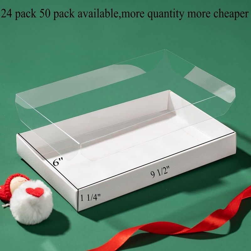 50 Pack Small Cookies Boxes With Window 9 1/2" X 6" X 1 1/4" Pastry Bakery Boxes gallery