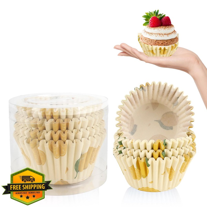 Kiopdse Cupcake Liners Yellow Lemon 100pc
