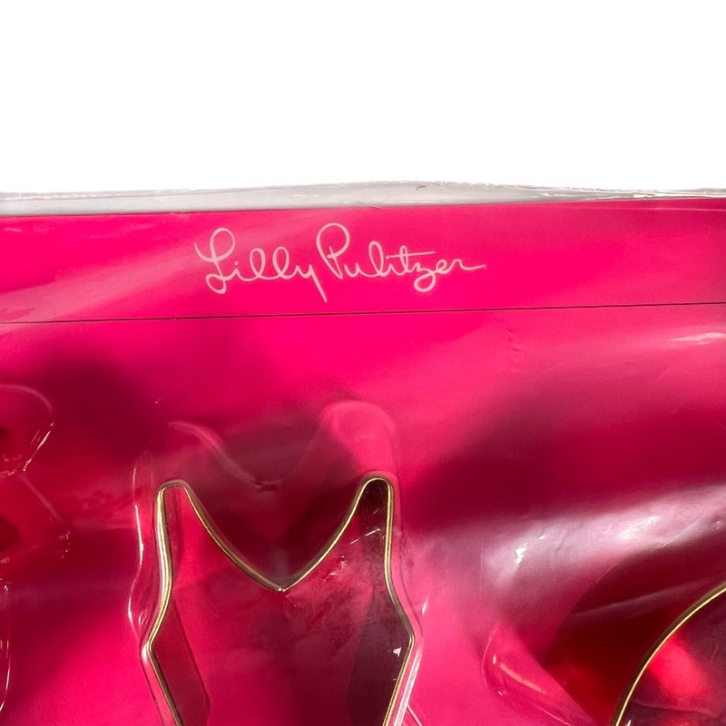 Lilly Pulitzer Set of 6 Cookie Cutters Gold Metallic Flamingo Palm Tree Dress gallery