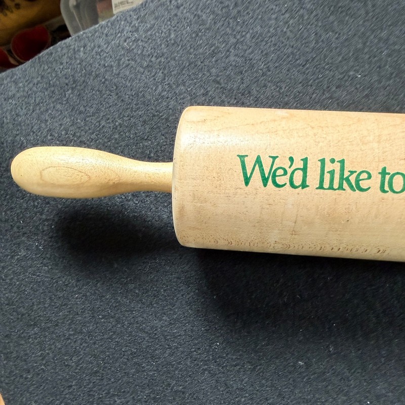Vtg Advertising Glatfelter Paper Company Solid Wood 21 in Long Wood Rolling Pin gallery