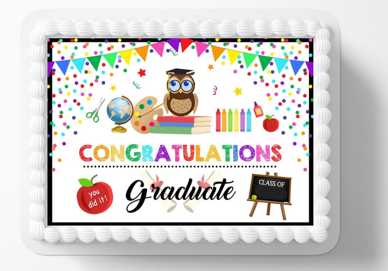 Kindergarten Preschool Graduation School Themed Edible Cake Topper Easy Sticker