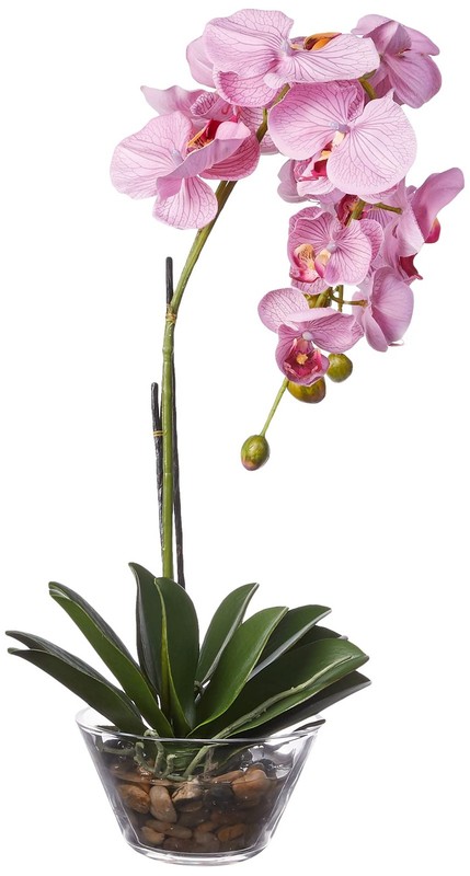Nearly Natural Phalaenopsis Glass Vase Silk Flower Arrangement 4643-Pp gallery