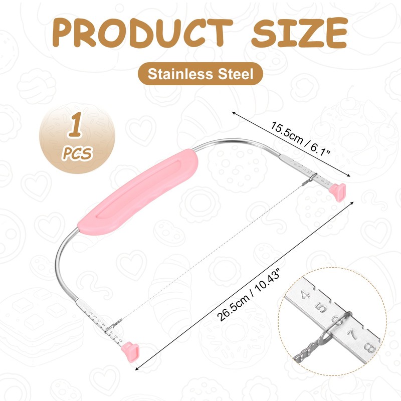 Cake Cutter Slicer Leveler, Cake Slicer with Handle Stainless Steel, Pink gallery