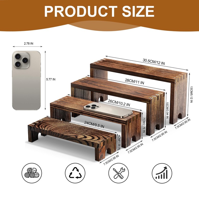 2-Set Stackable Wood Display Risers, 8 Pcs Wood Cupcake Stand Set for Party-F... gallery