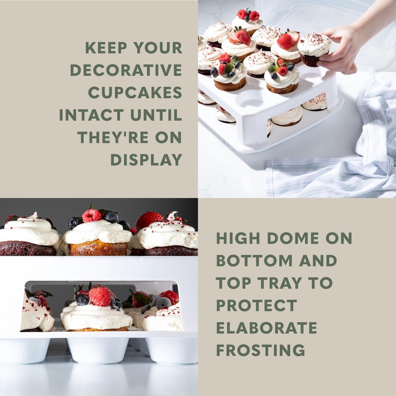 EXTRA TALL DOME Cupcake Carrier, White Cupcake Holder Carries 24 Cupcake Stor... gallery