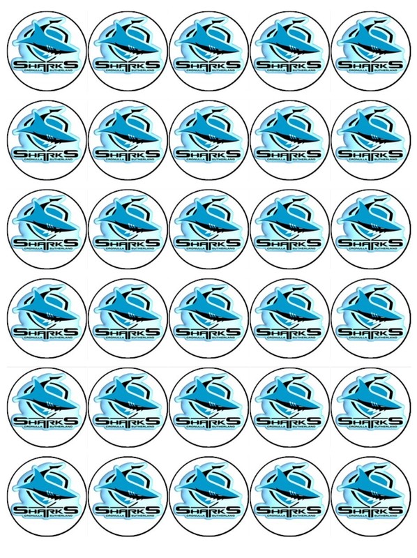 Cronulla Sharks Rugby Edible Cupcake Toppers Icing Cake Decorations (2 Sizes) gallery