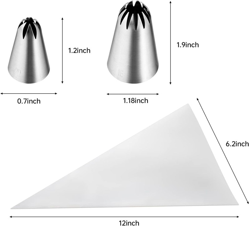 8-Piece Cake Decorating Tips Set – Stainless Steel with 10 Pastry Bags Included gallery