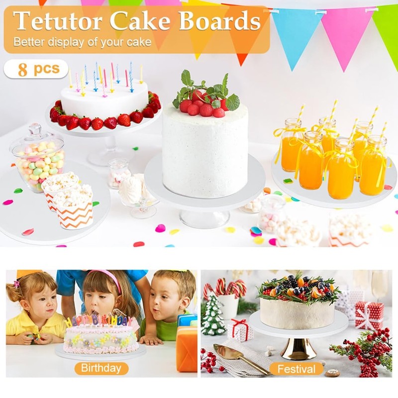 8 PCS Cake Drums 12 Inch, Cake Boards 12 Inch Round, 1/10" Thick Cake Drums, ... gallery