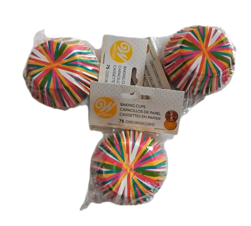 Wilton Baking Cups 3 Pck x 75 Count Easter Theme Party Multicolor Orange