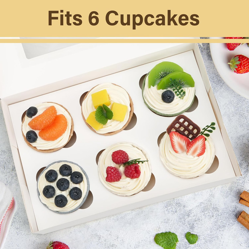 12 Pack Cupcake Boxes 6 Count, Pre-Folded Cupcake Carrier with Window Holding 72 gallery