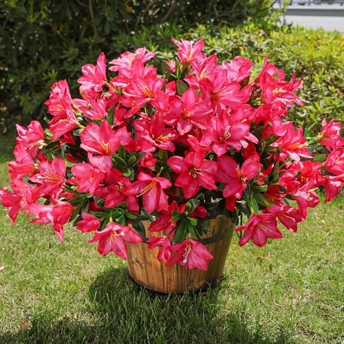 Artificial Flowers for Outdoors Outside Summer Decoration, 3 Bundles Hotpink gallery