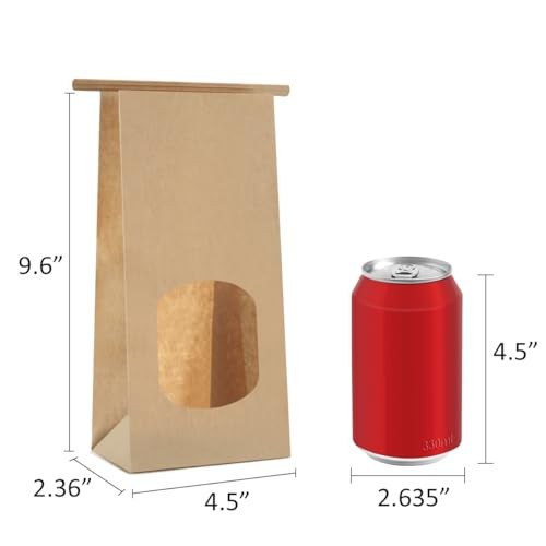 Bakery Bags with Window 100pcs 4.5x2.36x9.6 Inches Window Tin Tie Tab Brown gallery