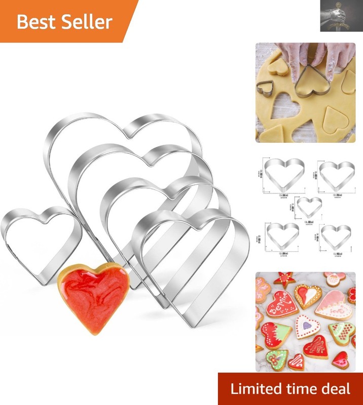 5-Piece Heart Cookie Cutter Set – Stainless Steel, Perfect for Kids’ Baking Fun