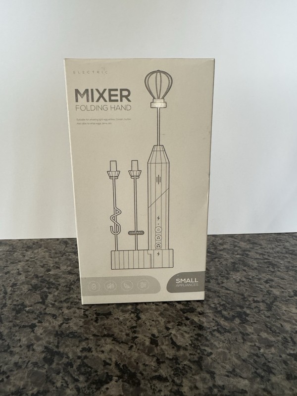 Cordless Hand Mixer Foldable Design Handheld Electric Whisk with 3 Speeds