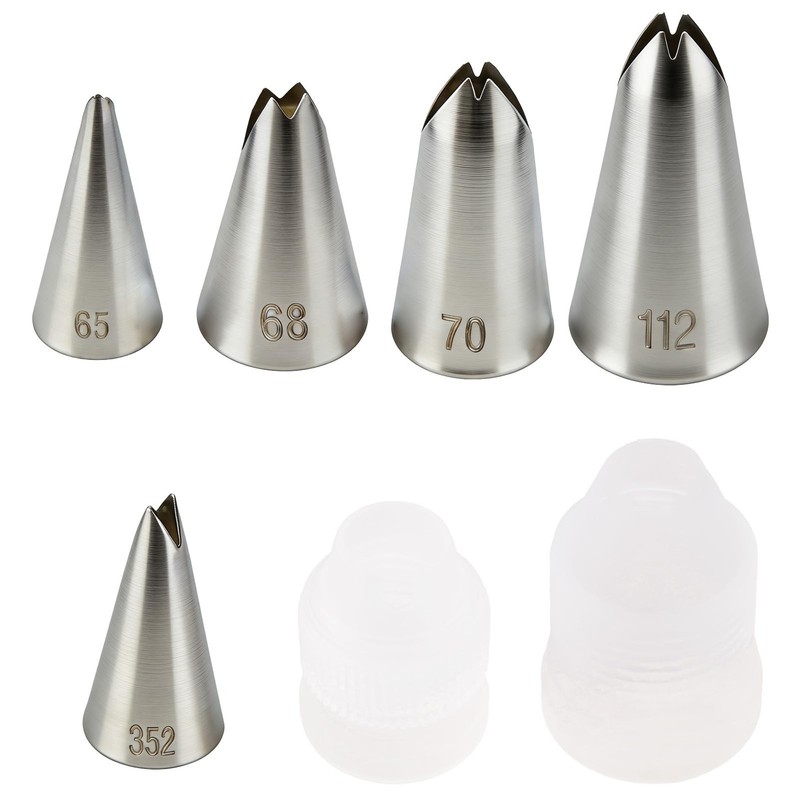 7 Pcs Leaf Piping Tips Set, 5 Stainless Steel Cake Decorating Tips with Coupl... gallery