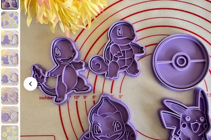 urple Plastic Pokémon Cookie Cutters Set Charmander Squirtle Bulbasaur Pikachu