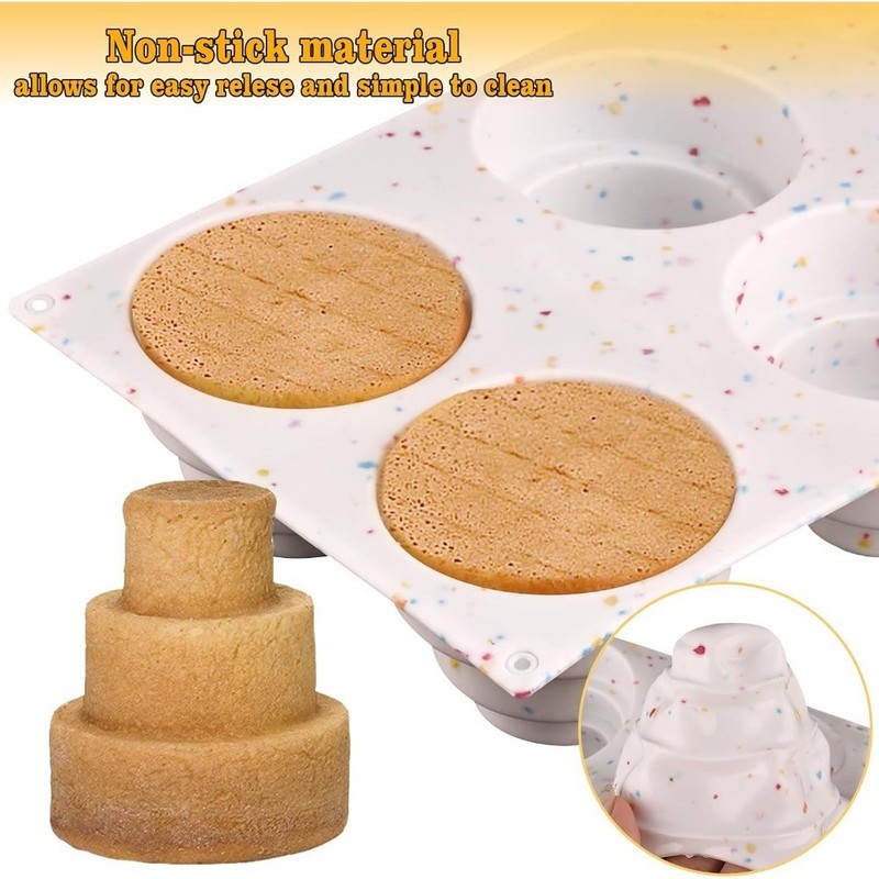 2 Pack 3 Tier Mini Cake Molds, 6 Cavity Silicone Cake Molds for Baking Cake gallery