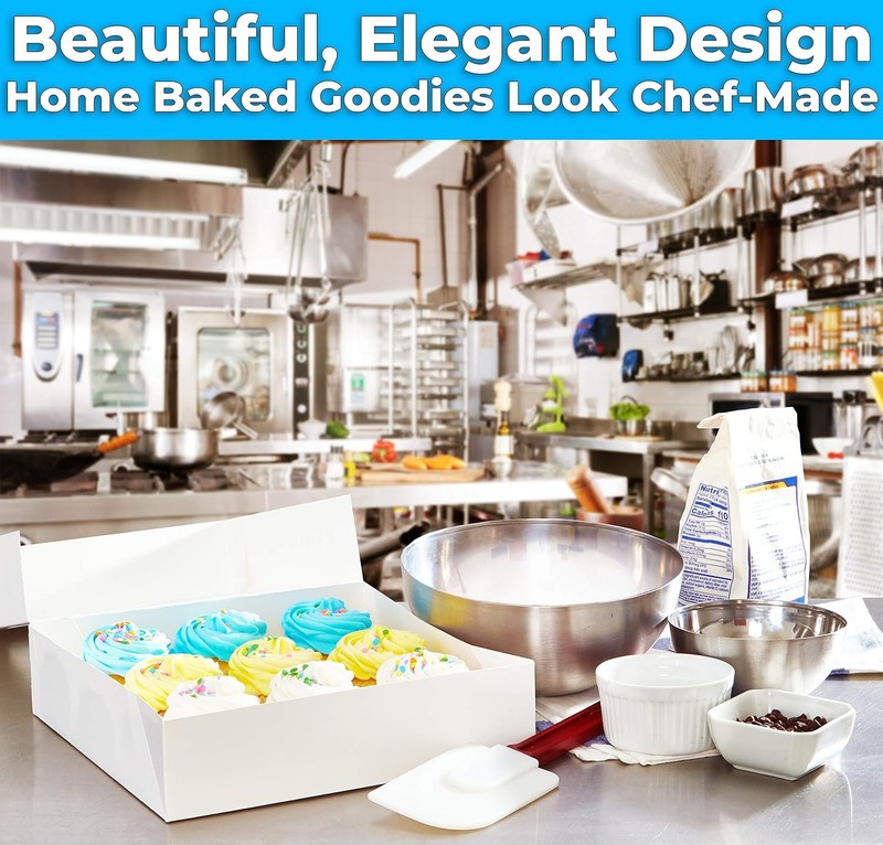 Gourmet 10in White Bakery Box 1 Pack/SINGLE BOX. Cute Window Display for Pies, gallery