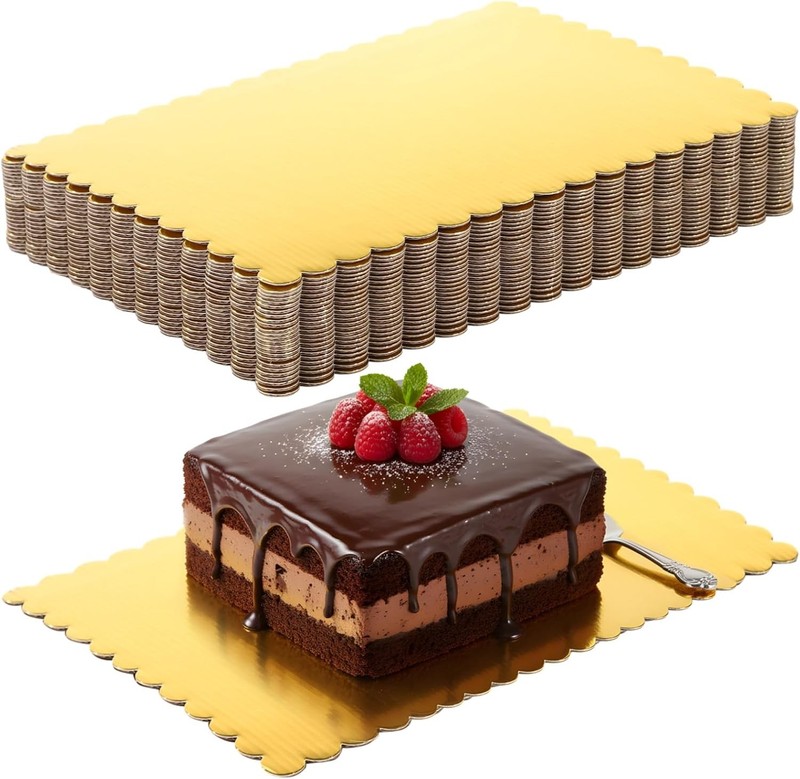 25 Pcs Rectangle Cake Boards, Gold Dessert Display Boards, Quarter Sheet Cake