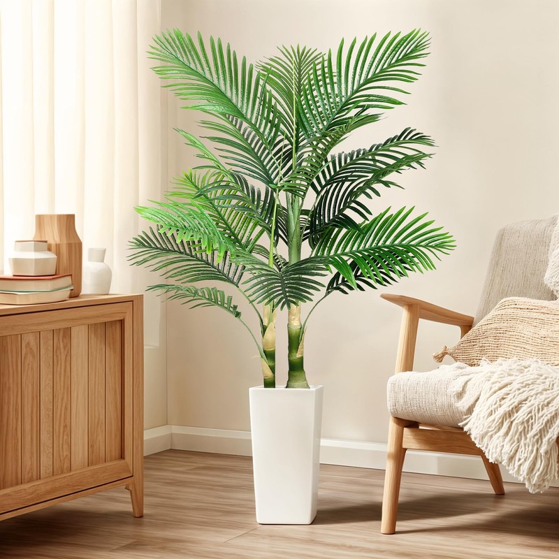 Jocoevol Fake Palm Tree 5Ft Artificial Palm Tree Tall Tropical Tree Adjustable gallery