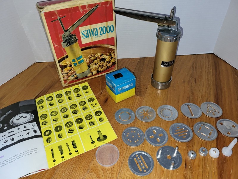 Vintage Sawa 2000 Deluxe Metal Cookie Press Gun with Box Sweden gallery