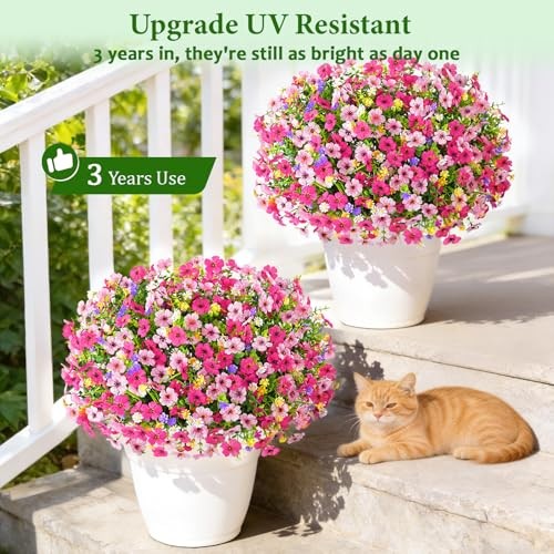 Artificial Flowers for Outdoors Fake Outdoor Flowers 12 Bundles Mixed Pink gallery