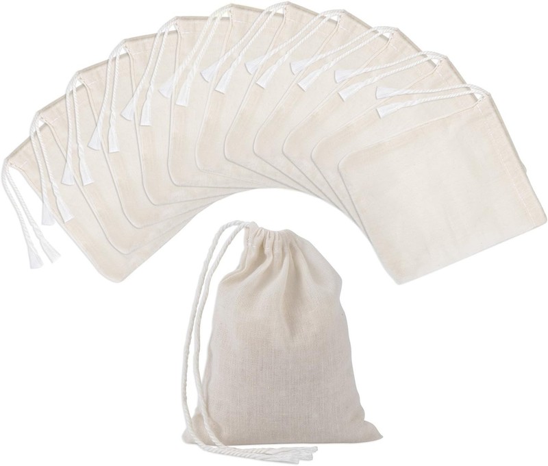 100 Pieces 4 x 3 Inches Muslin Cotton Drawstring Bags Canvas Linen Sachet Bag